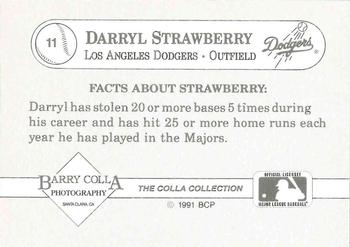 1991 The Colla Collection Darryl Strawberry #11 Darryl Strawberry Back