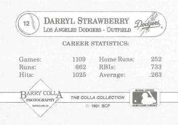 1991 The Colla Collection Darryl Strawberry #12 Darryl Strawberry Back