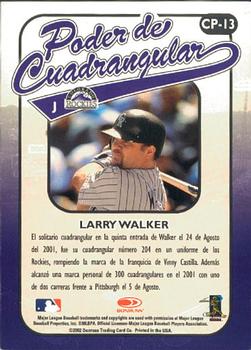 2002 Donruss Super Estrellas - Poder De Cuadrangular #CP-13 Larry Walker  Back