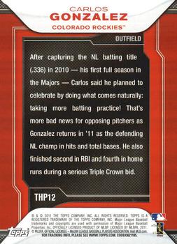 2011 Topps - Target Hanger Pack Exclusives #THP12 Carlos Gonzalez Back
