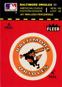 1981 Fleer Baseball Stickers #NNO Baltimore Orioles Logo Front