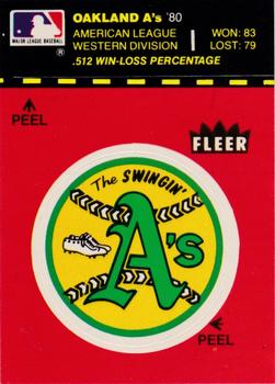 1981 Fleer Baseball Stickers #NNO Oakland A's Logo Front