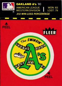 1981 Fleer Baseball Stickers #NNO Oakland A's Logo Front