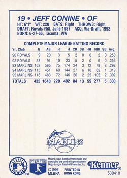 1996 Kenner Starting Lineup Cards Extended Series #530410 Jeff Conine Back