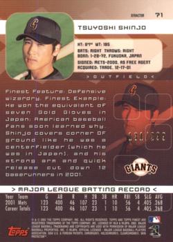 2002 Finest - X-Fractors #71 Tsuyoshi Shinjo  Back