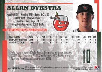 2009 Grandstand Fort Wayne TinCaps Midwest League Champions #NNO Allan Dykstra Back