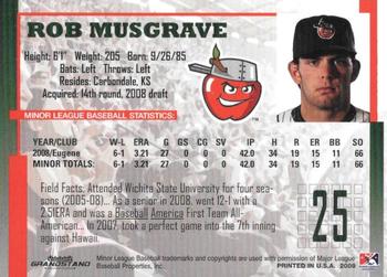 2009 Grandstand Fort Wayne TinCaps Midwest League Champions #NNO Rob Musgrave Back