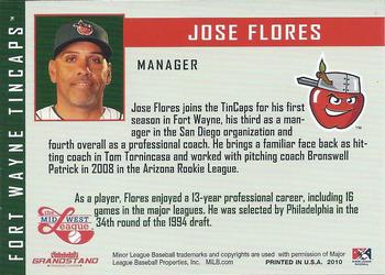 2010 Grandstand Fort Wayne TinCaps #NNO Jose Flores Back
