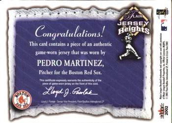 2002 Flair - Jersey Heights #NNO Pedro Martinez  Back