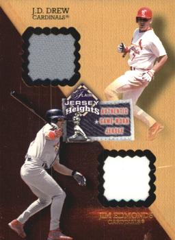 2002 Flair - Jersey Heights Dual Swatch #NNO Jim Edmonds / J.D. Drew  Front