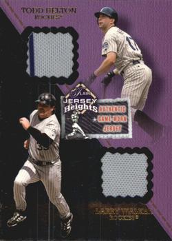 2002 Flair - Jersey Heights Dual Swatch #NNO Todd Helton / Larry Walker  Front