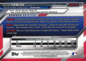 2016 Bowman Chrome - Prospects #BCP153 Dustin Fowler Back