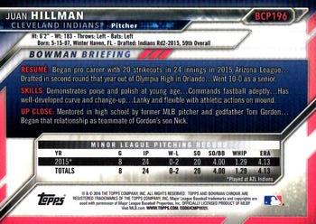 2016 Bowman Chrome - Prospects #BCP196 Juan Hillman Back