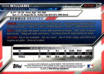 2016 Bowman Chrome - Prospects #BCP221 Ryan Williams Back