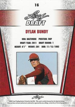 2011 Leaf Draft #16 Dylan Bundy Back