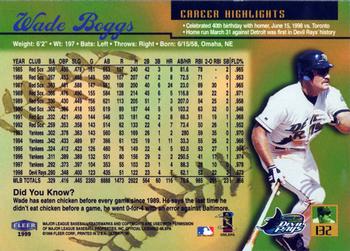 1999 Ultra #132 Wade Boggs Back