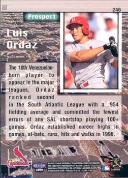 1999 Ultra #246 Luis Ordaz Back