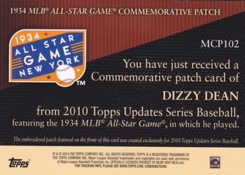 2010 Topps Update - Manufactured Commemorative Patch #MCP102 Dizzy Dean Back