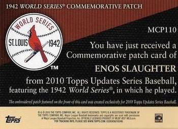 2010 Topps Update - Manufactured Commemorative Patch #MCP110 Enos Slaughter Back