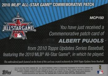 2010 Topps Update - Manufactured Commemorative Patch #MCP150 Albert Pujols Back