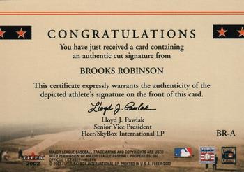 2002 Fleer - Classic Cuts Authentic Autographs #BR-A Brooks Robinson Back
