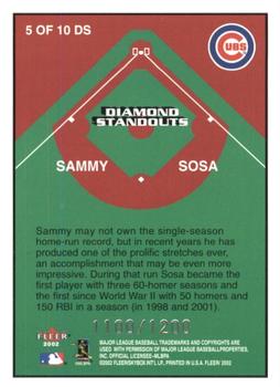 2002 Fleer - Diamond Standouts #5 DS Sammy Sosa  Back