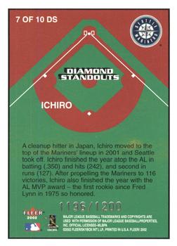 2002 Fleer - Diamond Standouts #7 DS Ichiro Back