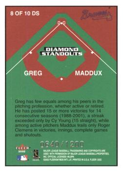2002 Fleer - Diamond Standouts #8 DS Greg Maddux  Back