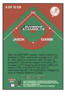 2002 Fleer - Diamond Standouts #9 DS Jason Giambi  Back