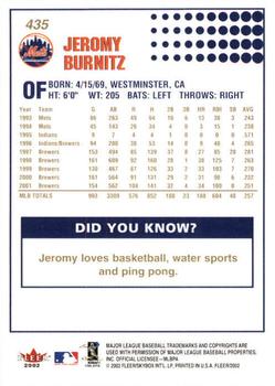 2002 Fleer - Gold Backs #435 Jeromy Burnitz Back