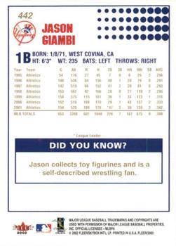 2002 Fleer - Gold Backs #442 Jason Giambi Back