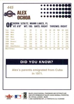 2002 Fleer - Gold Backs #445 Alex Ochoa Back