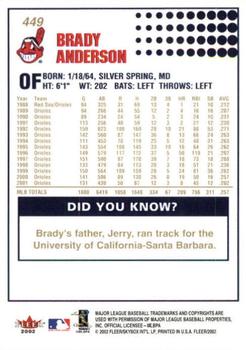2002 Fleer - Gold Backs #449 Brady Anderson Back