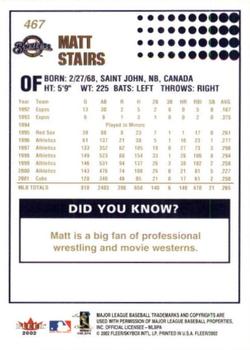 2002 Fleer - Gold Backs #467 Matt Stairs Back