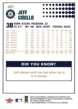 2002 Fleer - Gold Backs #481 Jeff Cirillo Back
