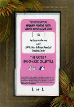 2016 Topps Allen & Ginter - Mini Framed Printing Plates Magenta #191 Anthony Anderson Back
