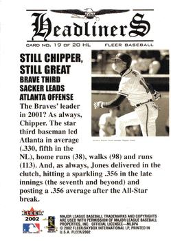 2002 Fleer - Headliners #19 HL Chipper Jones  Back