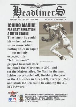 2002 Fleer - Headliners #5 HL Ichiro Back