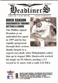 2002 Fleer - Headliners #15 HL Brandon Duckworth  Back