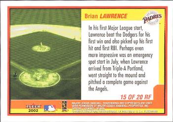 2002 Fleer - Rookie Flashback #15 RF Brian Lawrence  Back
