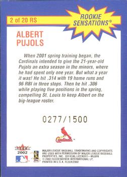 2002 Fleer - Rookie Sensations #2 RS Albert Pujols  Back