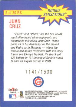 2002 Fleer - Rookie Sensations #5 RS Juan Cruz  Back