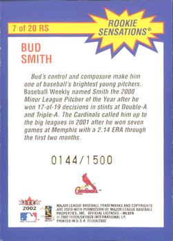 2002 Fleer - Rookie Sensations #7 RS Bud Smith  Back