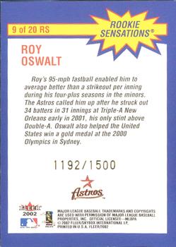 2002 Fleer - Rookie Sensations #9 RS Roy Oswalt  Back