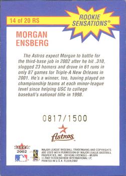 2002 Fleer - Rookie Sensations #14 RS Morgan Ensberg  Back