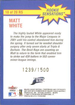 2002 Fleer - Rookie Sensations #18 RS Matt White  Back