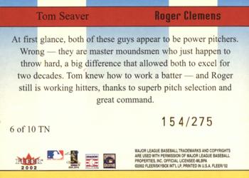 2002 Fleer - Then and Now #6 TN Tom Seaver / Roger Clemens  Back