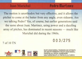 2002 Fleer - Then and Now #7 TN Juan Marichal / Pedro Martinez  Back