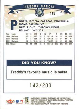 2002 Fleer - Tiffany #115 Freddy Garcia  Back