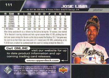 1999 Upper Deck #111 Jose Lima Back